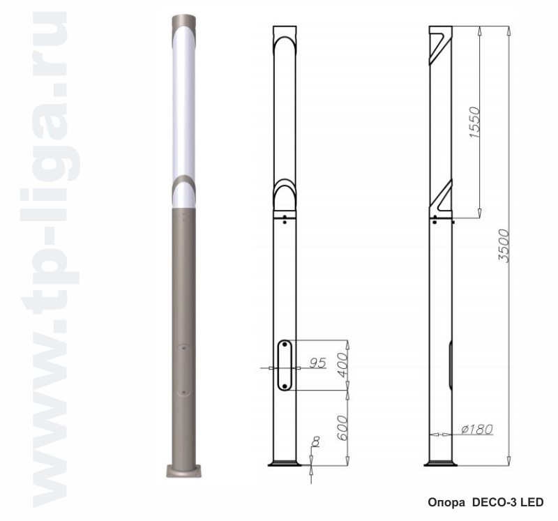 Опора DECO-3 LED H3500 56Вт, ТехПромЛига, SAL DECO-3 LED